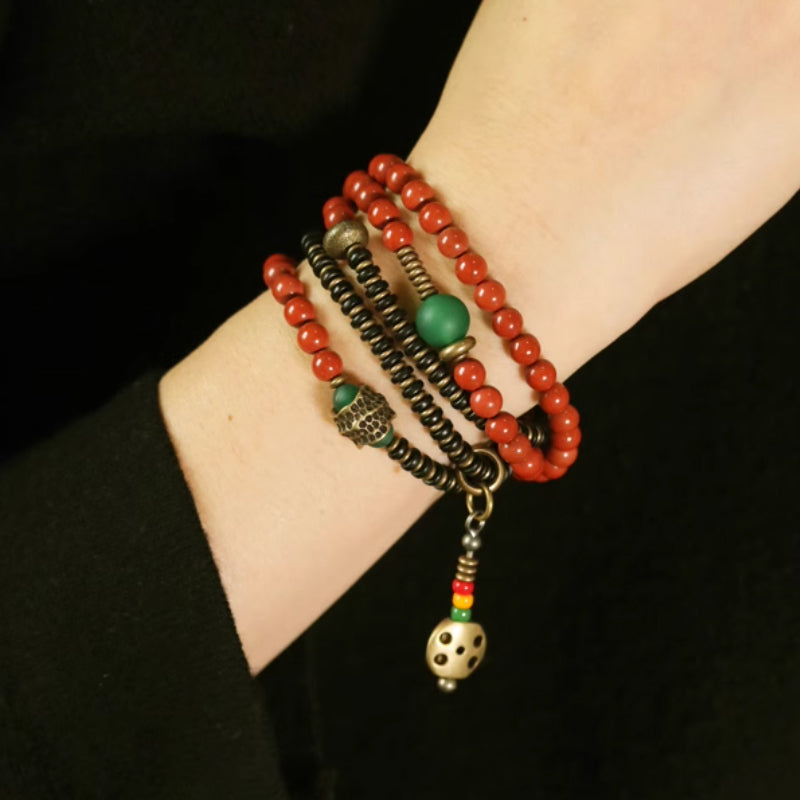 "Ember & Wood" Red Jasper & Sandalwood Multi-Layer Bracelet