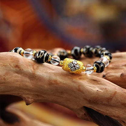Sacred Dzi Totem Bracelet - Tibetan Agate Mala