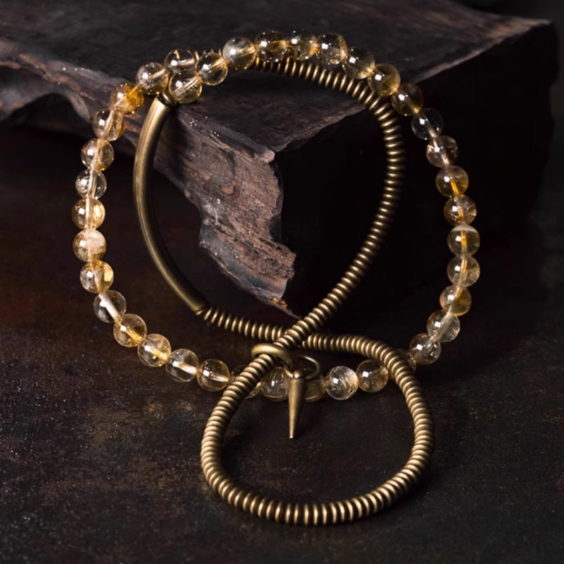 Dual-Layer Golden Abundance Bracelet – Solar Plexus Boost & Lucky Aura