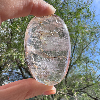 Skeletal Quartz Palm Stone - "Stardust Connection" with Cosmic Inclusions