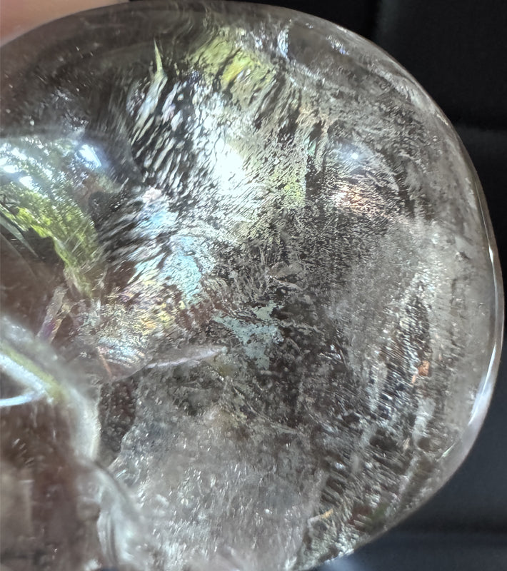 Smoky Quartz Crystal Skull - Natural Energy Grid Carving with Sacred Markings
