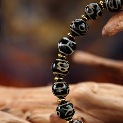 Sacred Dzi Totem Bracelet - Tibetan Agate Mala