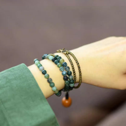 "Forest Radiance" Moss Agate & Citrine Bracelet with Copper Accents