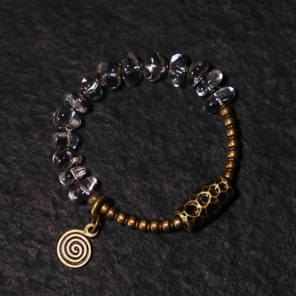 Handmade Raw White Crystal & Brass Bracelet