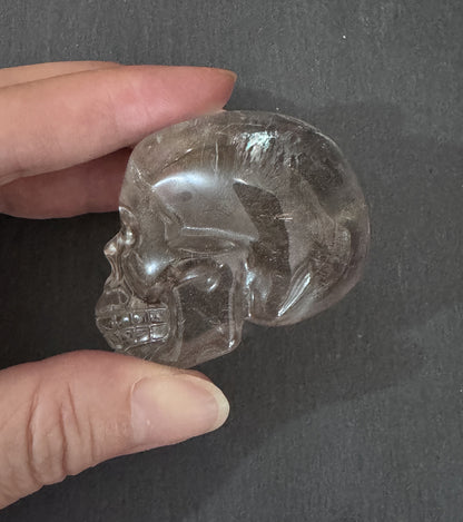 Smoky Quartz Crystal Skull - Natural Energy Grid Carving with Sacred Markings