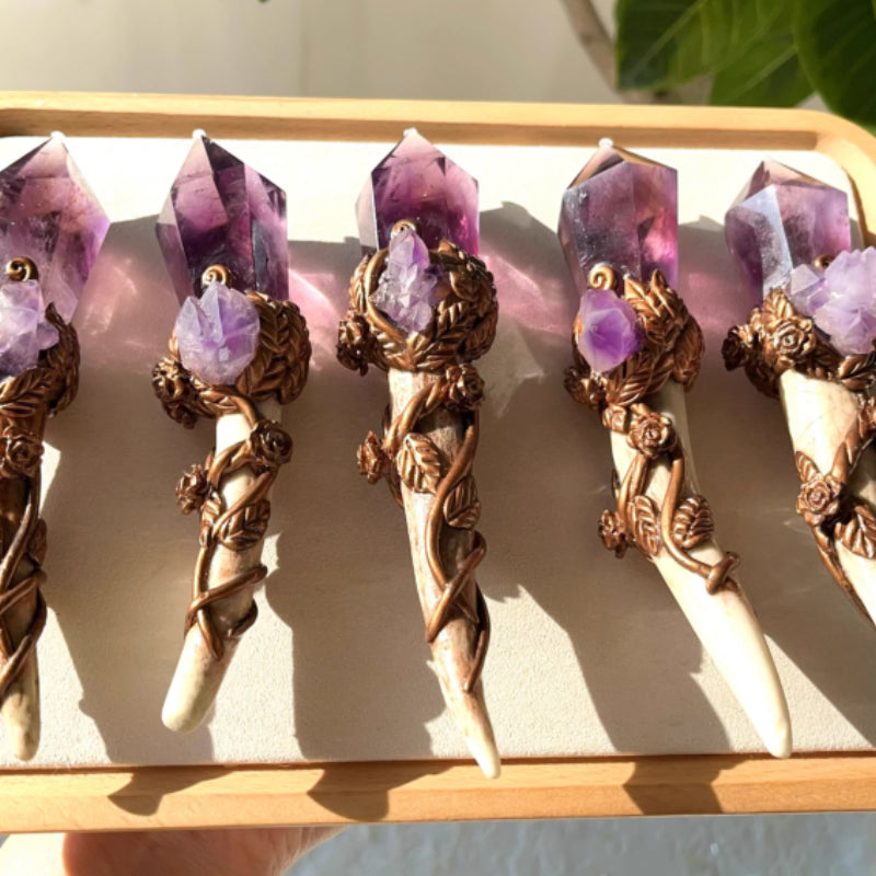 Amethyst Antler Crystal Wand