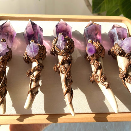 Amethyst Antler Crystal Wand