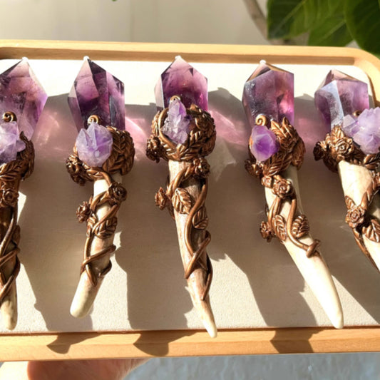 Amethyst Antler Crystal Wand