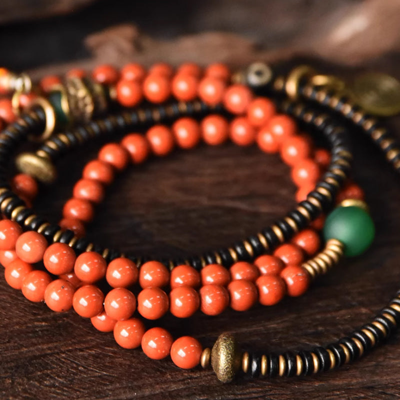 "Ember & Wood" Red Jasper & Sandalwood Multi-Layer Bracelet