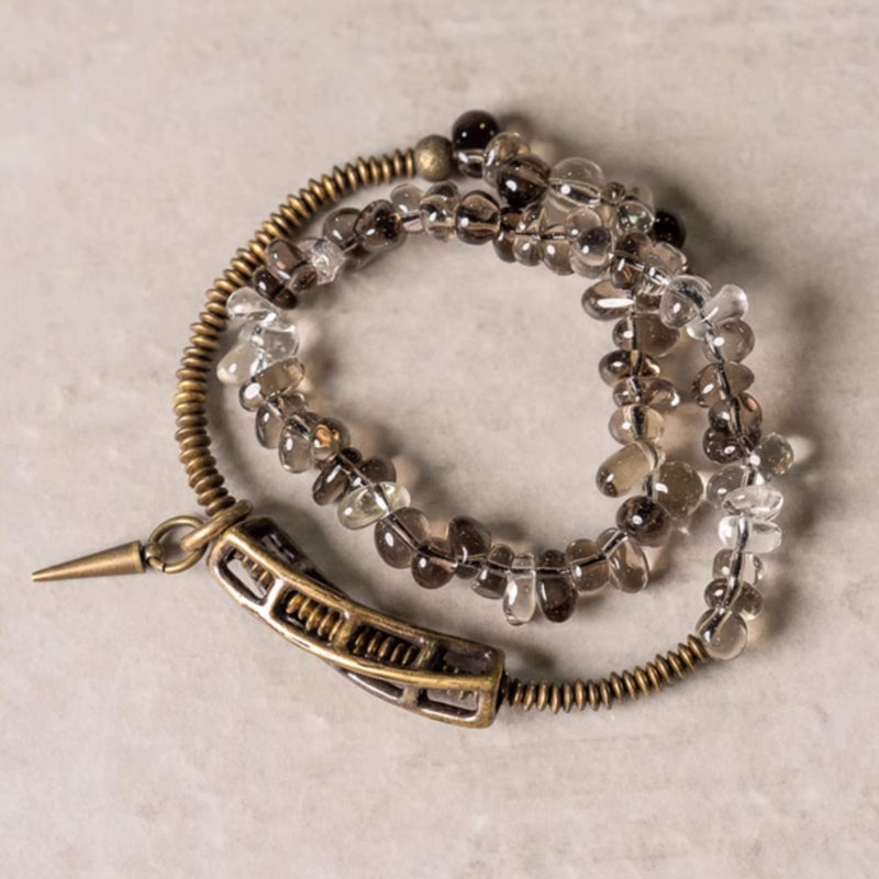 "Ground & Glow" Dual Crystal Wrap Bracelet