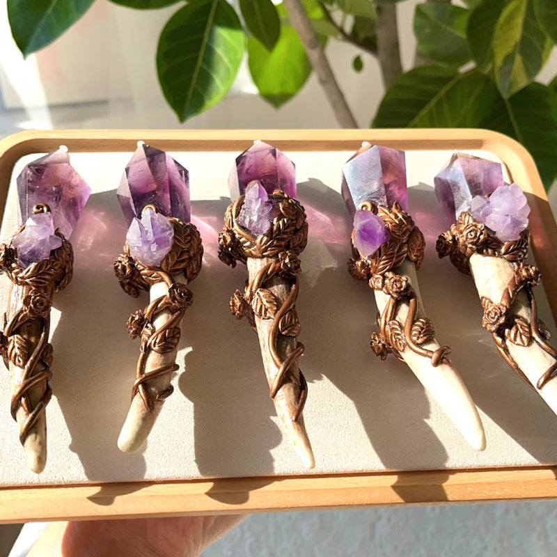 Amethyst Antler Crystal Wand