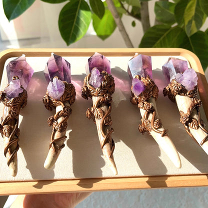 Amethyst Antler Crystal Wand