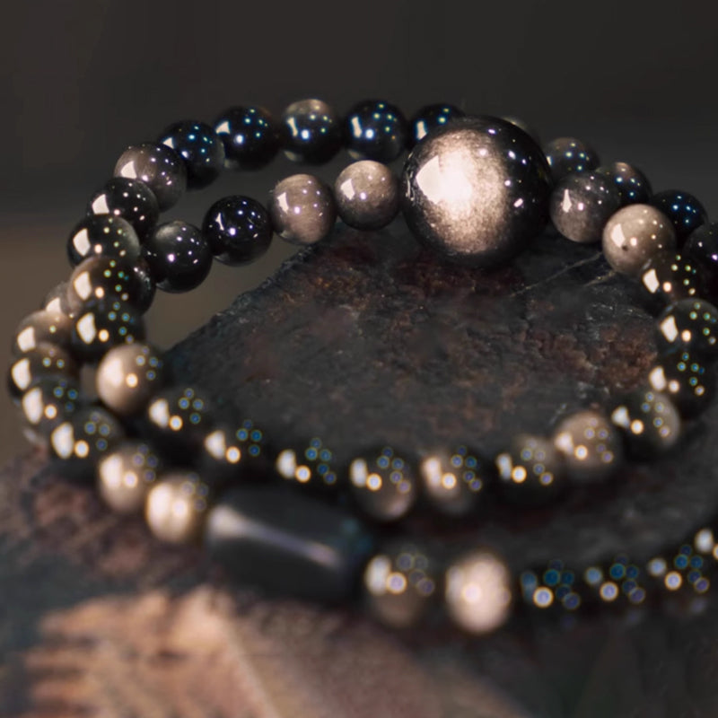 Silver Obsidian Energy Bracelet – Intuition Booster & Aura Armor