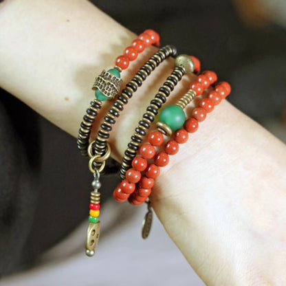"Ember & Wood" Red Jasper & Sandalwood Multi-Layer Bracelet