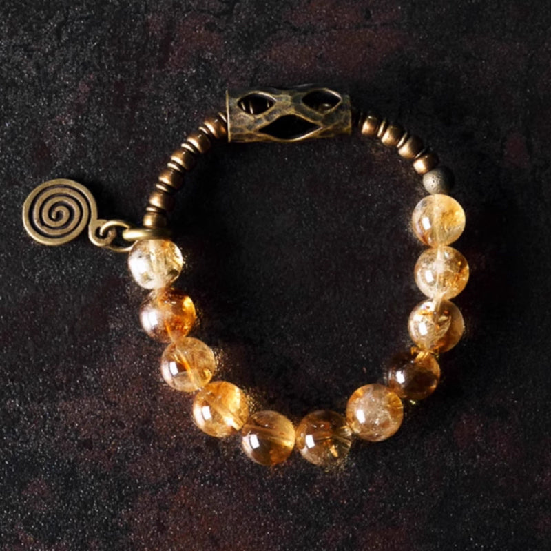 Golden Citrine Brass Bracelet – Solar Plexus Charger & Money Manifestor