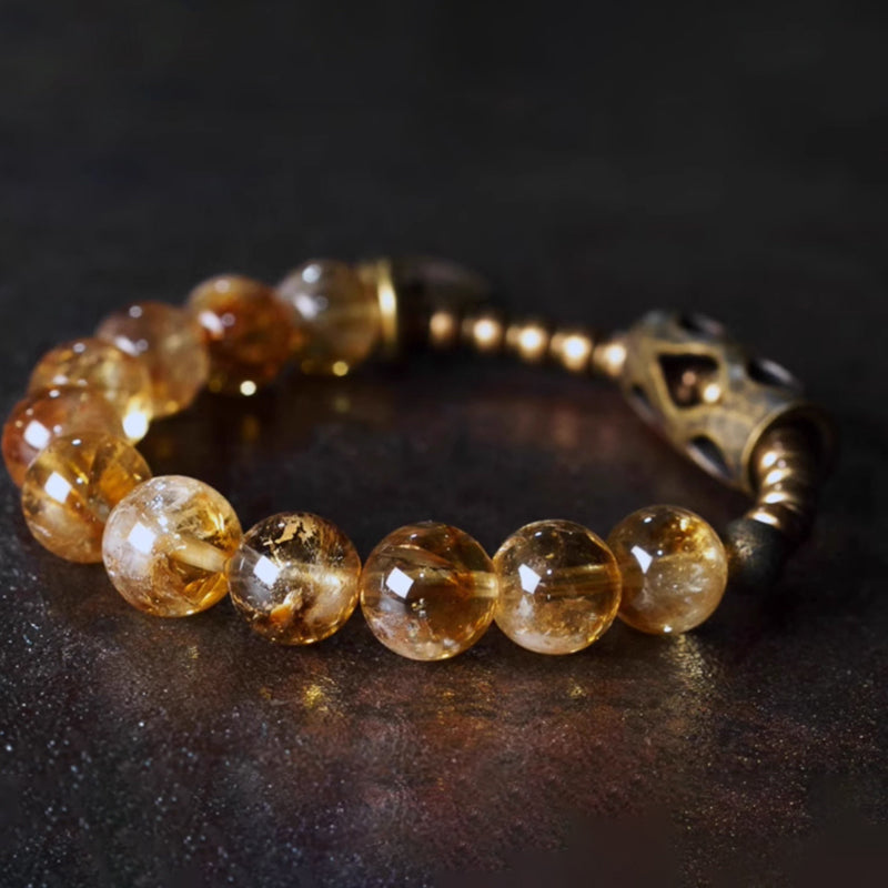 Golden Citrine Brass Bracelet – Solar Plexus Charger & Money Manifestor
