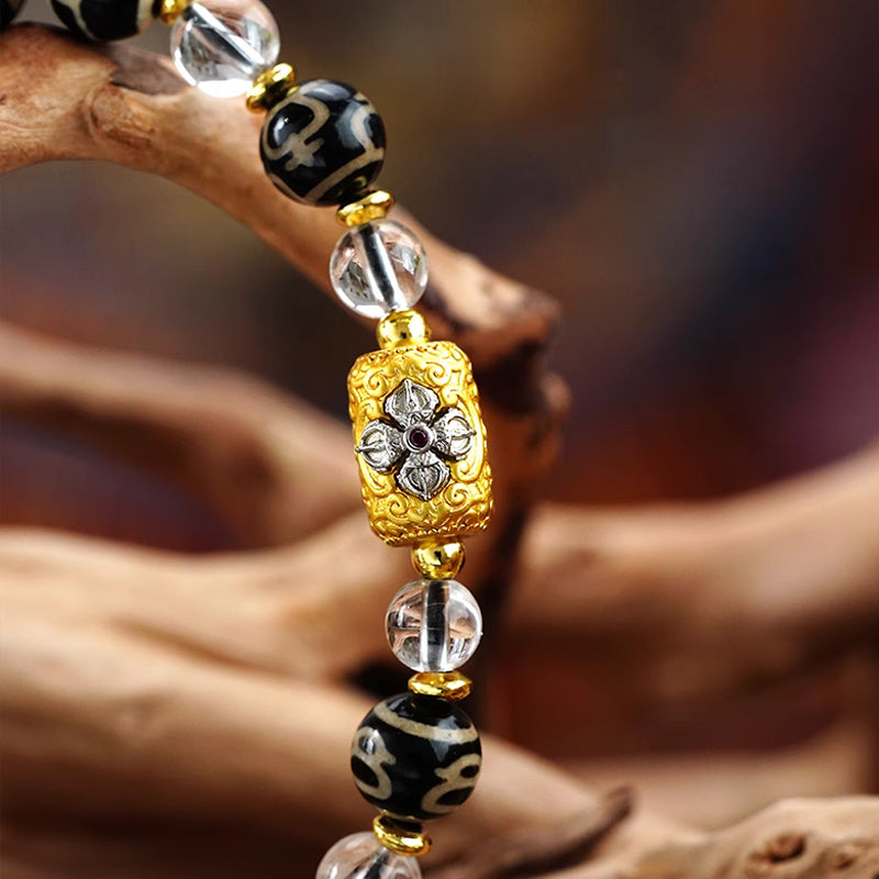 Sacred Dzi Totem Bracelet - Tibetan Agate Mala