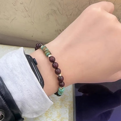 Natural Turquoise & Sandalwood Bead Bracelet