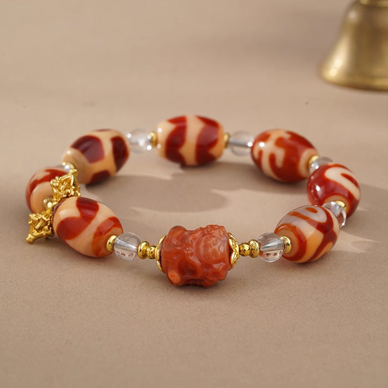 Carnelian Dzi Beads and Gemstone Bracelets