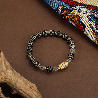 Sacred Dzi Totem Bracelet - Tibetan Agate Mala