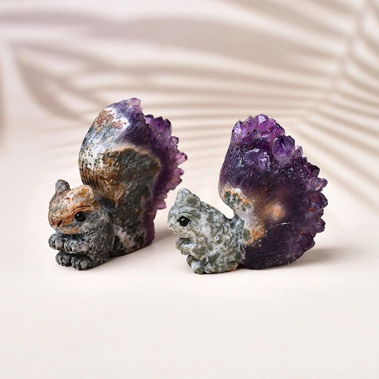 Squirrel Amethyst Cluster Decor