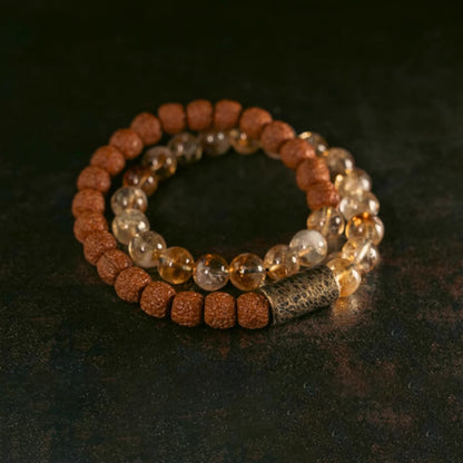 Citrine Rudraksha Mala Bracelet – Attract Prosperity & Positive Energy