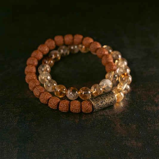 Citrine Rudraksha Mala Bracelet – Attract Prosperity & Positive Energy
