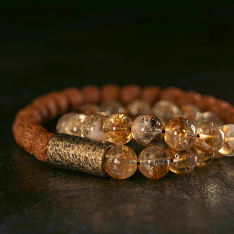 Citrine Rudraksha Mala Bracelet – Attract Prosperity & Positive Energy