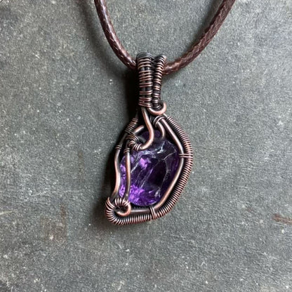 Spiritual Awakening｜Handmade Copper Wire Wound Amethyst Pendant