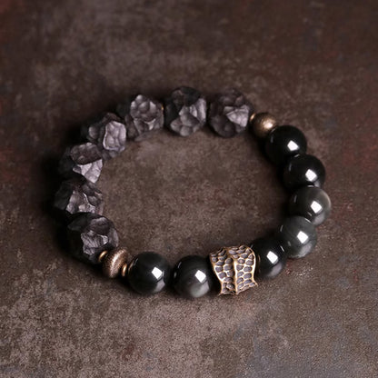 Black Sandalwood Obsidian Bracelet – Spiritual Defense & Inner Strength