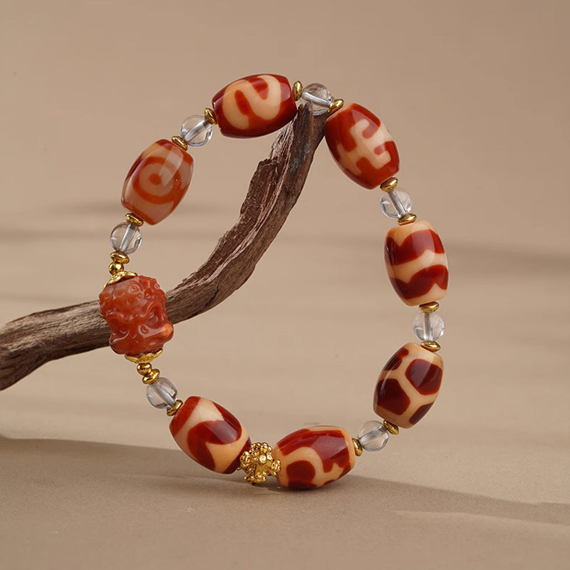 Carnelian Dzi Beads and Gemstone Bracelets