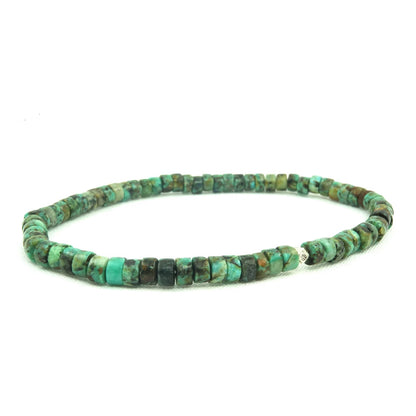 Natural Turquoise Silver Bead Bracelet