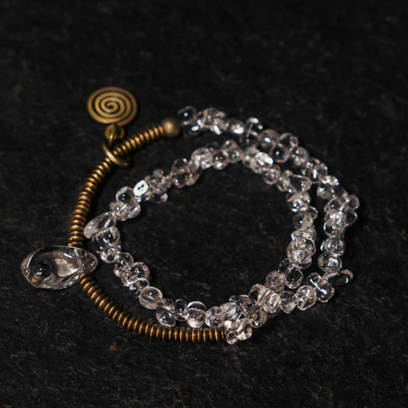Double Wrap Raw Crystal & Brass Bracelet – Organic Energy Armor