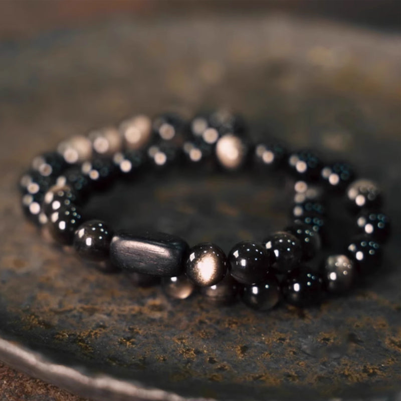 Silver Obsidian Energy Bracelet – Intuition Booster & Aura Armor