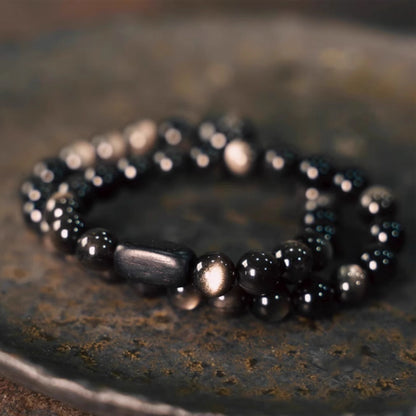Silver Obsidian Energy Bracelet – Intuition Booster & Aura Armor
