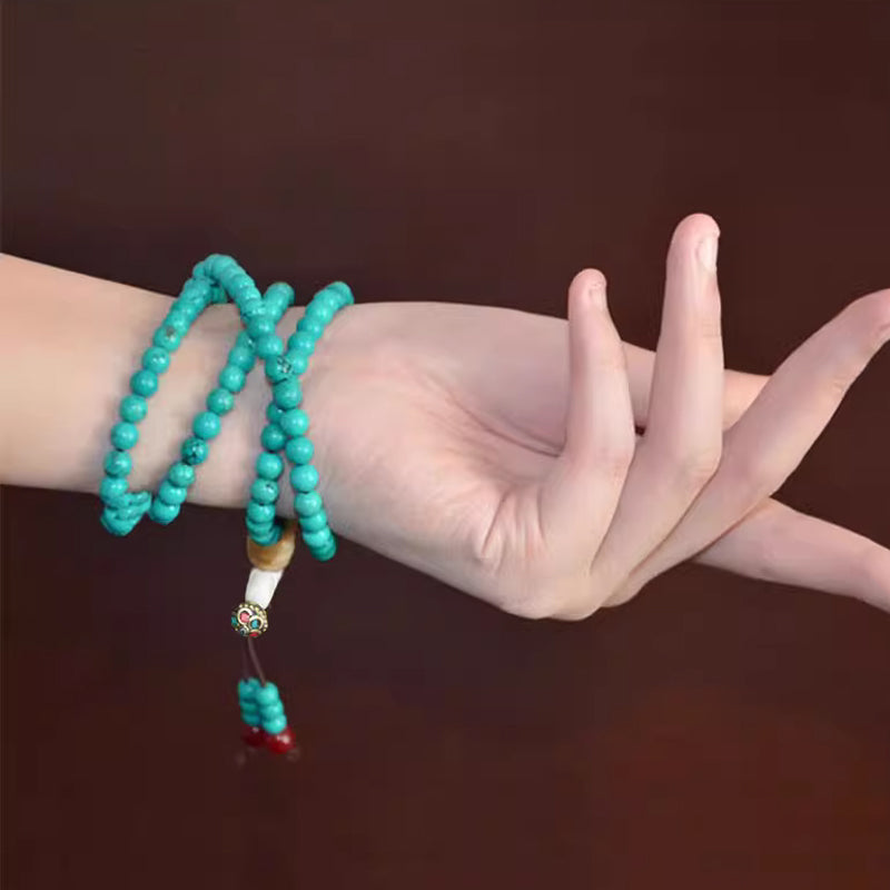 108 Enhanced Turquoise Buddhist Mala