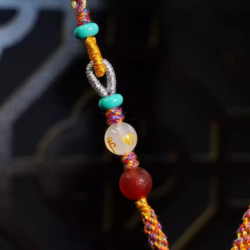 Lightning Five-Eye Dzi Bead Pendant