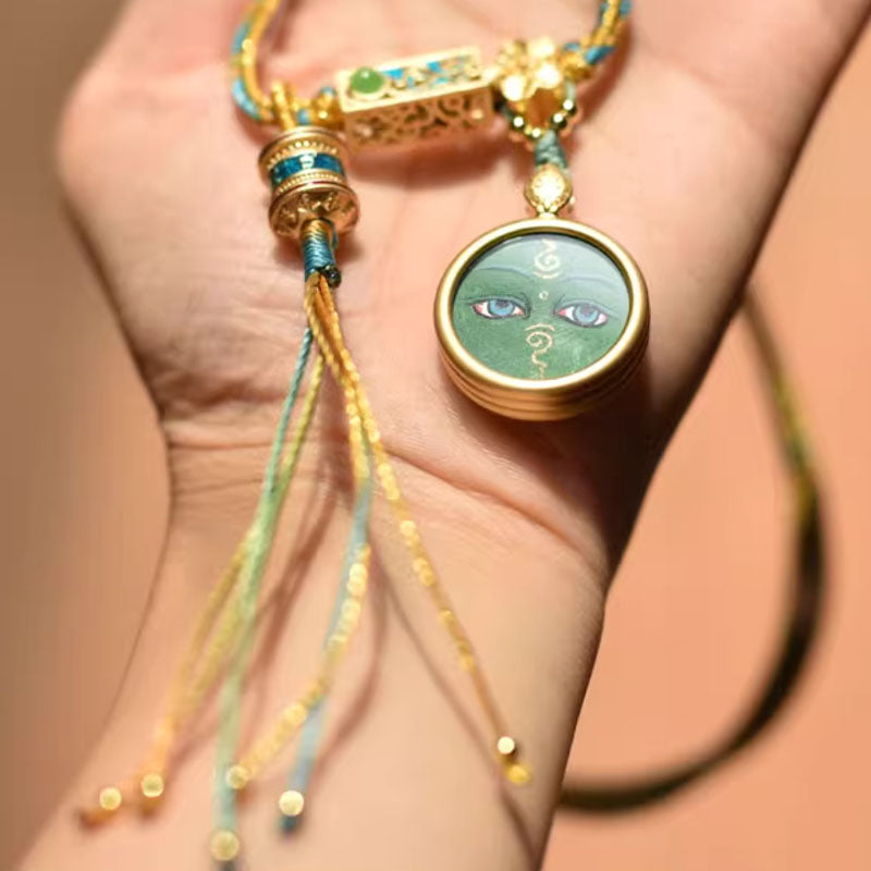 Green Tara · Prayer Wheel Blessing Necklace