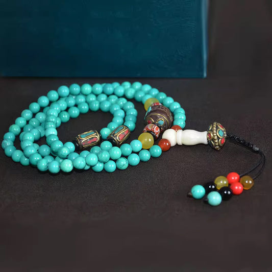 108 Enhanced Turquoise Buddhist Mala