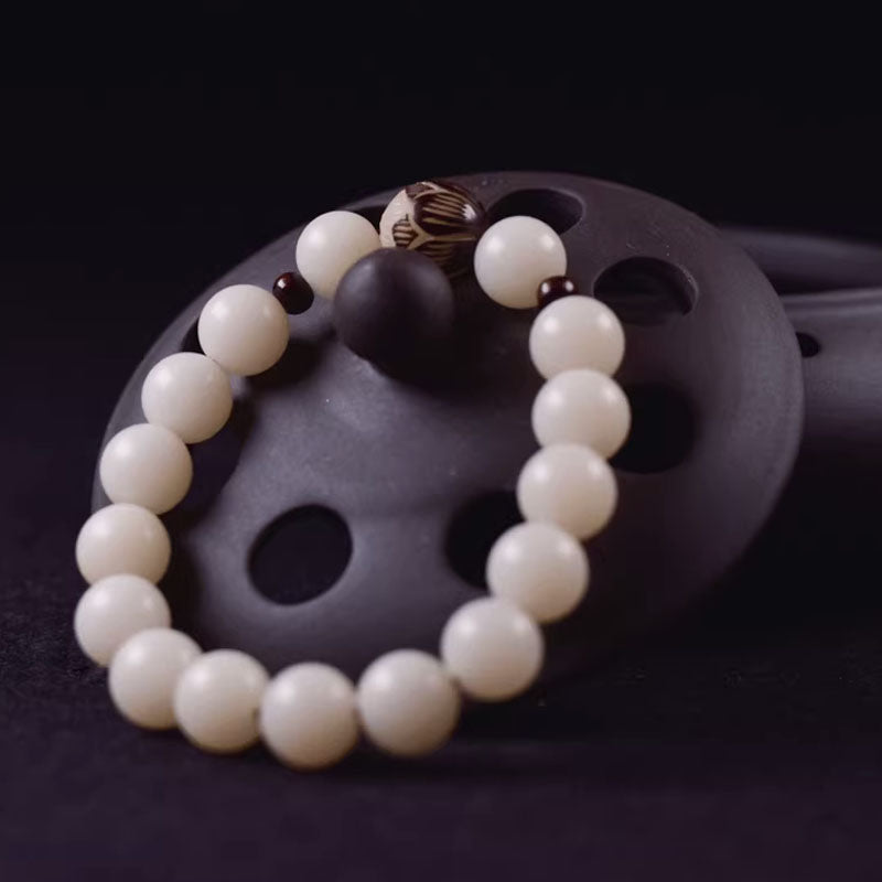 White Jade Bodhi Seed Bracelet