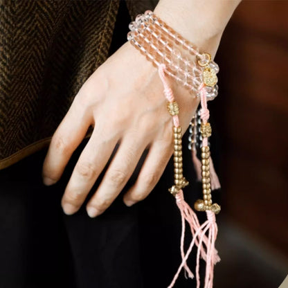 108-Clear Quartz and Rose Quartz Buddhist Mala