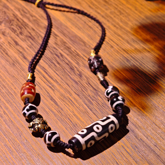 Guardian- Nine-Eye Dzi Bead Pendant