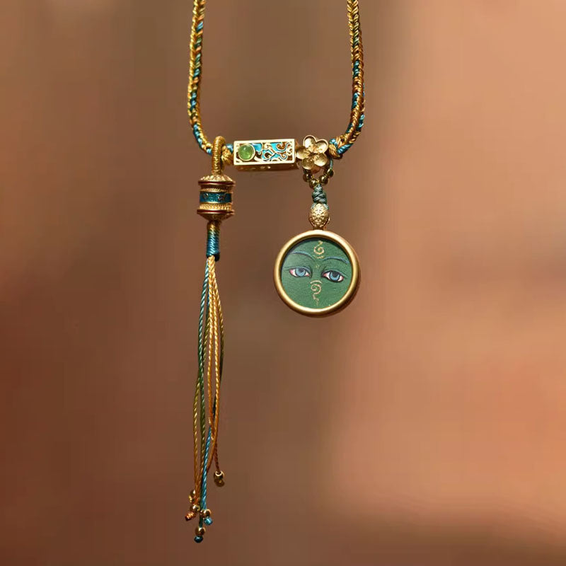 Green Tara · Prayer Wheel Blessing Necklace