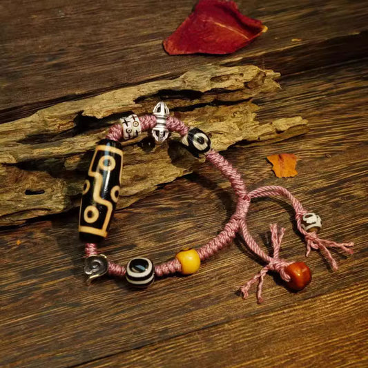 Nine-Eye Dzi Bead Spiritual Bracelet