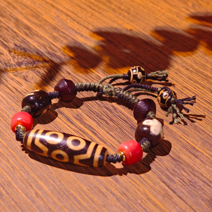 Auspicious Seven-Eye Dzi Bead Bracelet