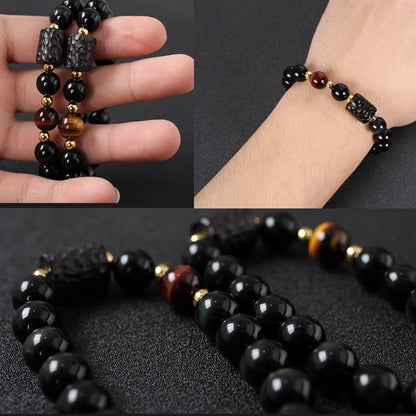 Obsidian, Red Tiger's Eye, and Yellow Tiger's Eye Bracelet